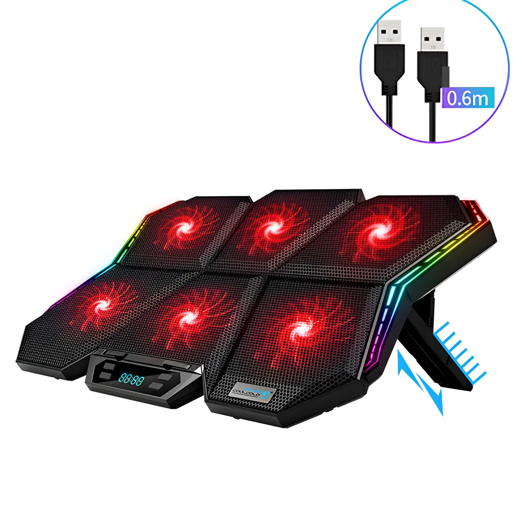 Six fan notebook radiator Ice Magic 6 in black and red plastic with USB cable