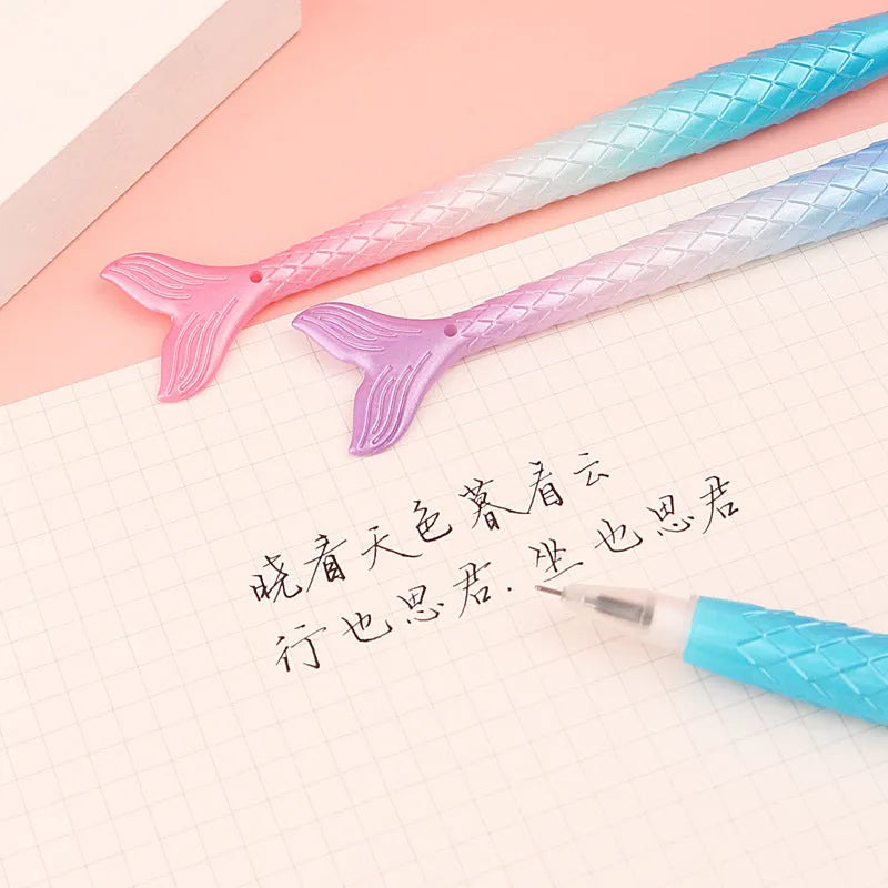 Cartoon mermaid design pen with 0.38mm fine writing tip and plastic shell