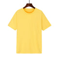 Men's loose fit cotton t-shirt in black, shown on a hanger. Other colour options include blue, white, red, orange, purple, and yellow.