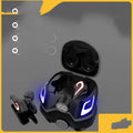 Wireless Bluetooth 5.0 gaming earbuds with battery display in black grey and yellow colours