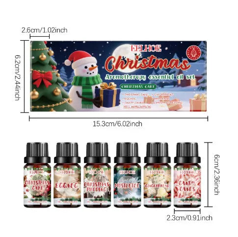 Six Christmas aromatherapy oil diffuser suits with warm home fragrance, each 60ml