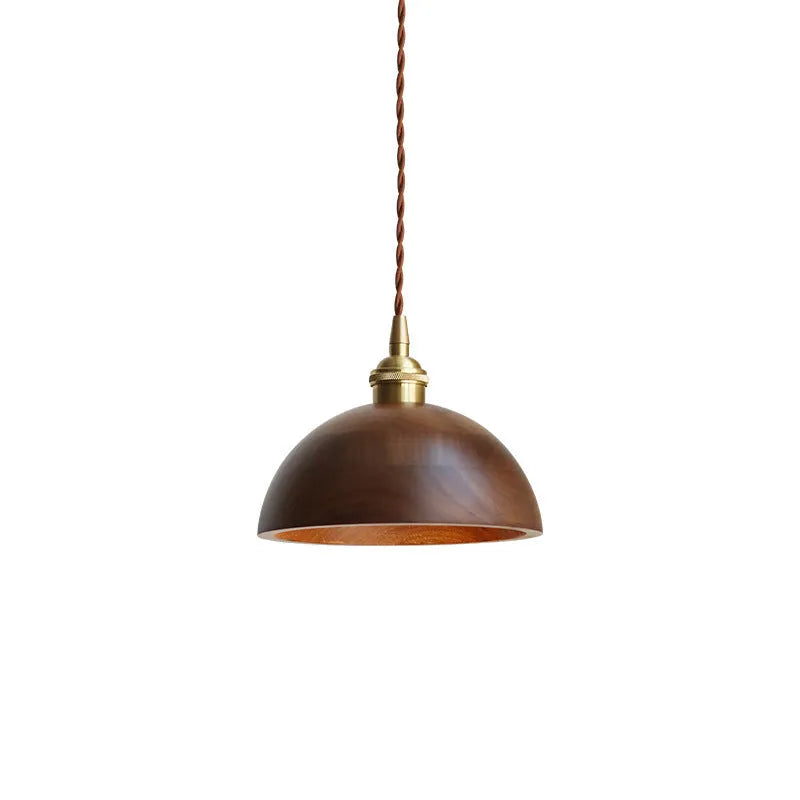 Black walnut and copper single-head droplight chandelier with E27 fitting