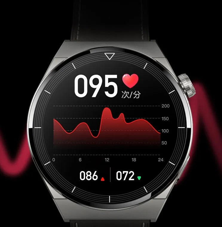 Bluetooth smart watch with round 1.36 inch screen and silicone strap in black or silver colour