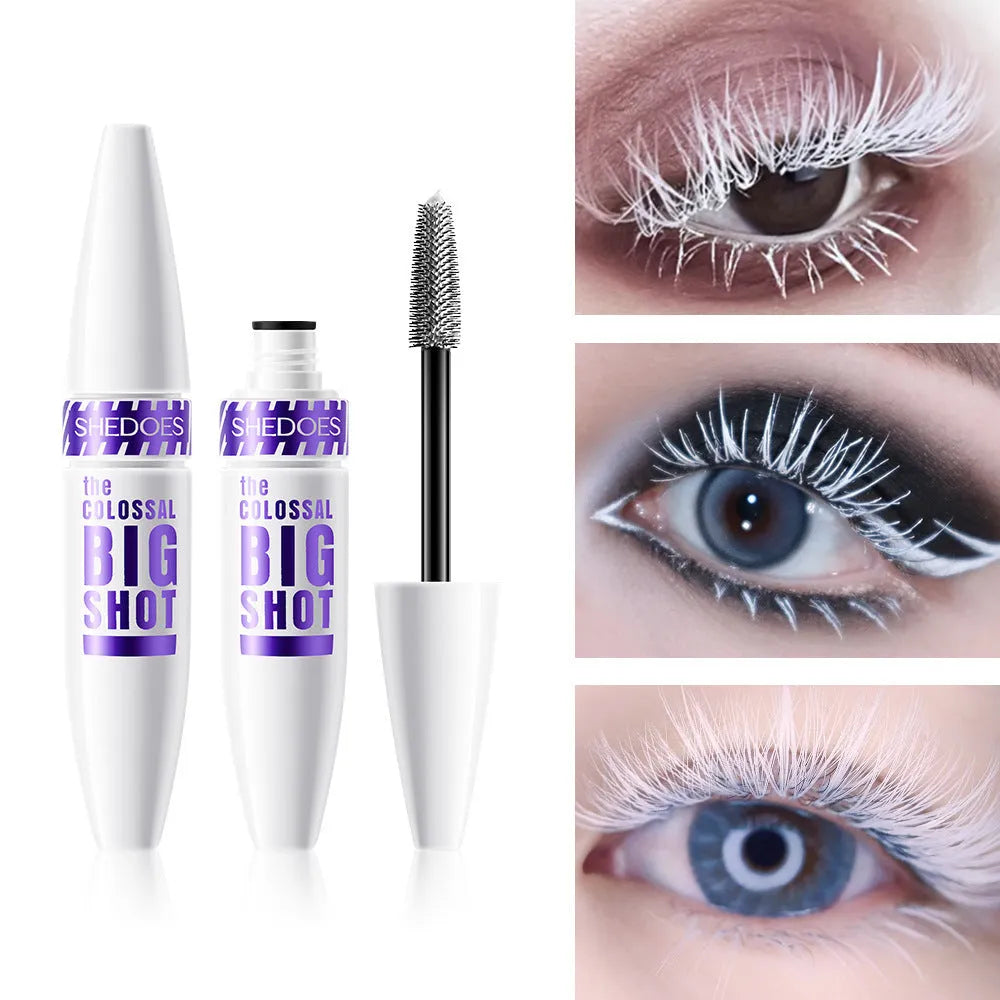 White waterproof mascara in 10ML tube with sweat-proof quick-drying properties for lash curling and shaping