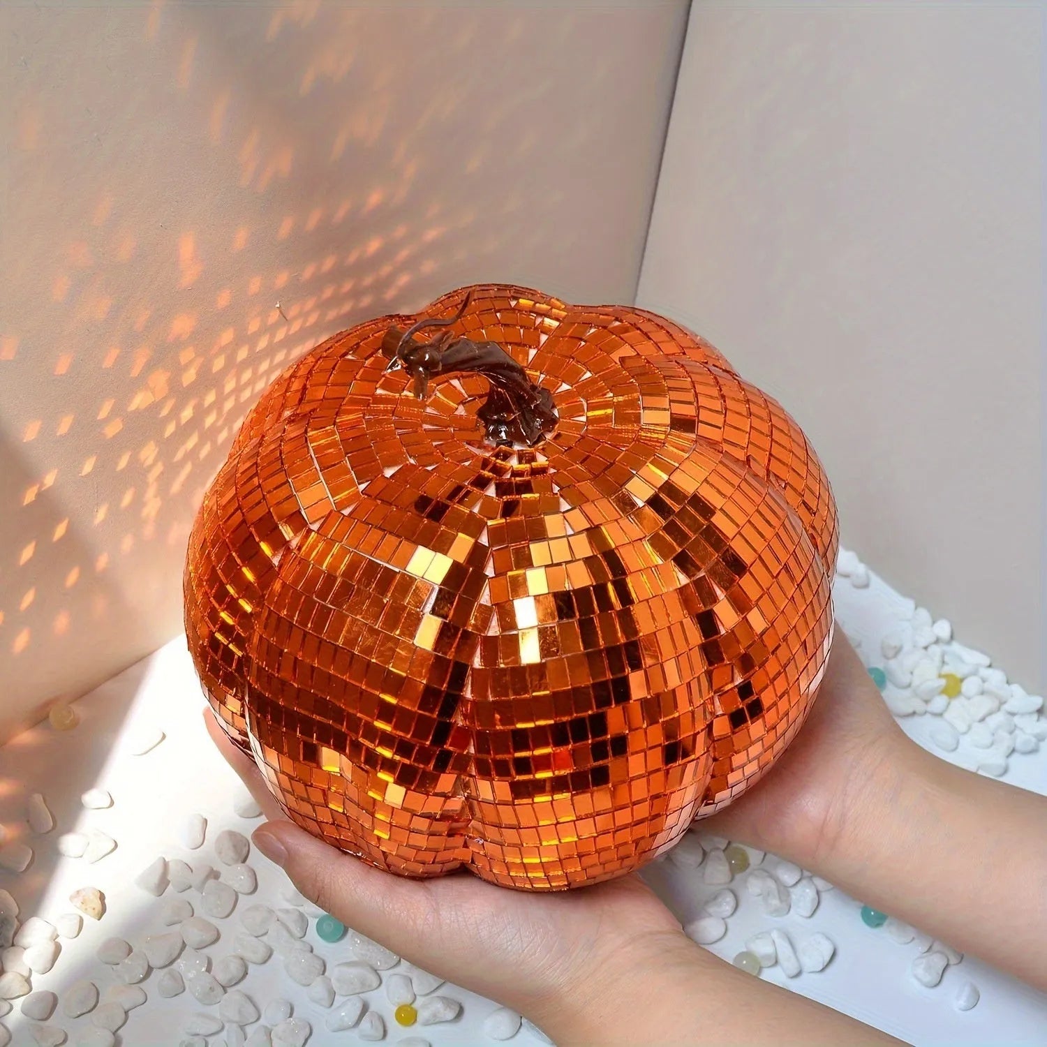 Chinese style glass Halloween pumpkin mirror decoration in multiple sizes