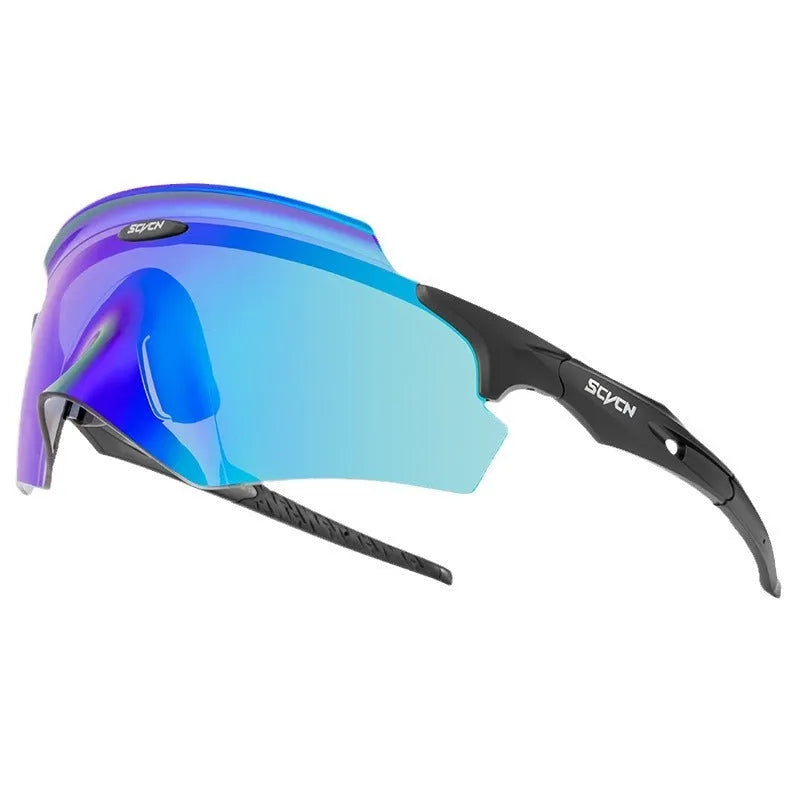 Frameless windproof athletic glasses with a colourful integrated lens for sports