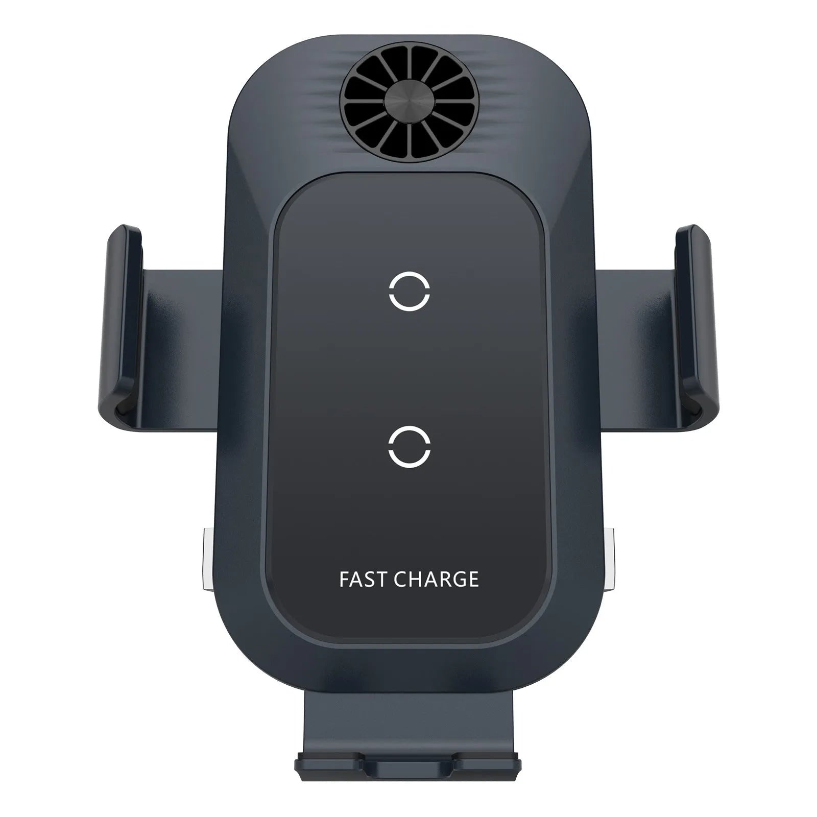 C35 grey car wireless charger phone holder mounted on air vent with automatic clamping arms and Type-C cable.