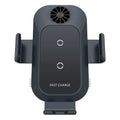 C35 grey car wireless charger phone holder mounted on air vent with automatic clamping arms and Type-C cable.