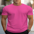 Men's loose fit printed round neck T-shirt in polyester bird eye cloth fabric