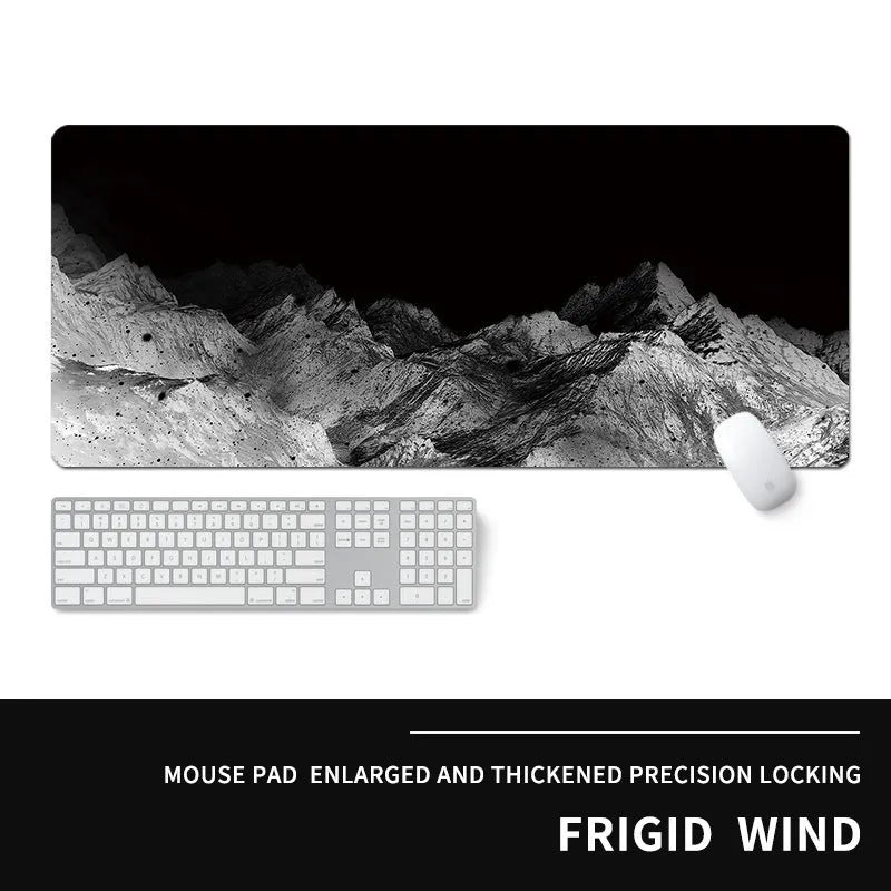 Oversized natural rubber mouse pad with wrist rest in gaming design on desk