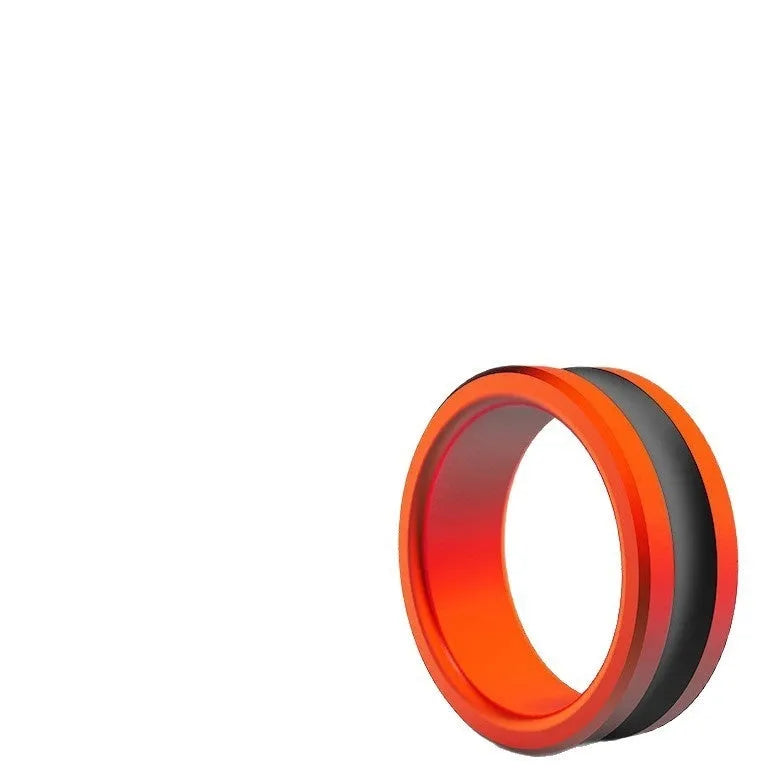 Orange and silver alloy fishing hand guard pull loop tool with non-slip grip surface