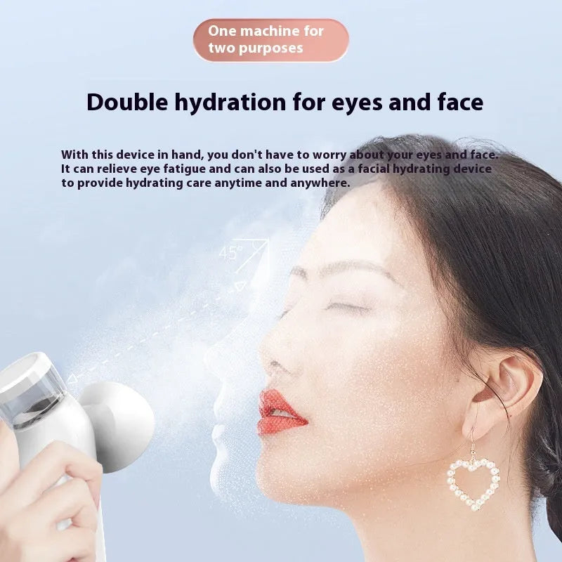 White portable cold and hot compress eye atomisation device with USB cable and eye mask