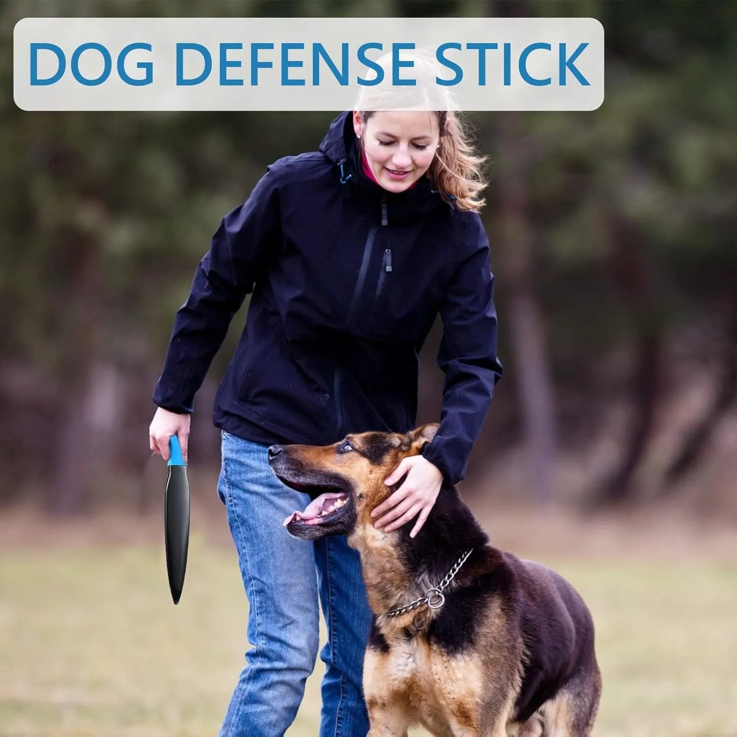 Blue handled nylon dog break stick training tool for small medium dogs