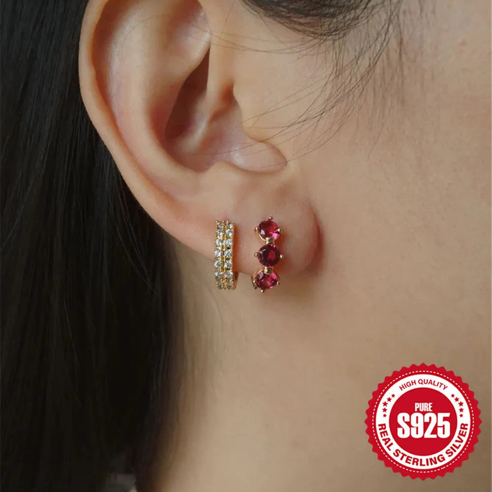 S925 sterling silver earrings with sunflower motif and zircon inlay in golden three diamonds colour