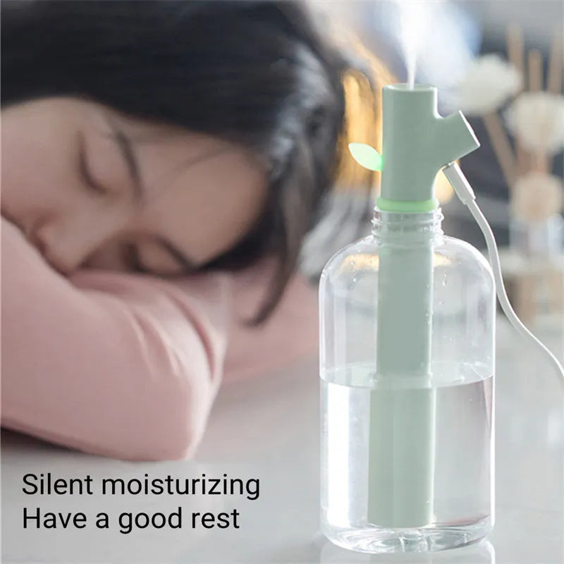 Transparent plastic portable USB humidifier with ultrasonic mist output and two spray modes
