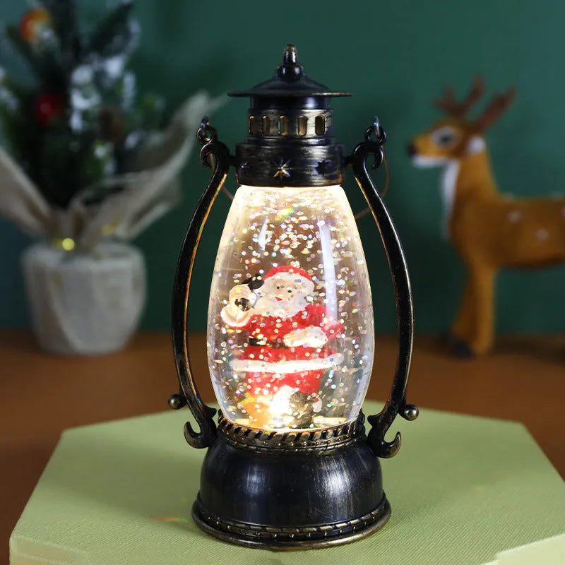 Crystal ball portable oil lamp Christmas decoration with light-emitting feature and snowman or elderly design