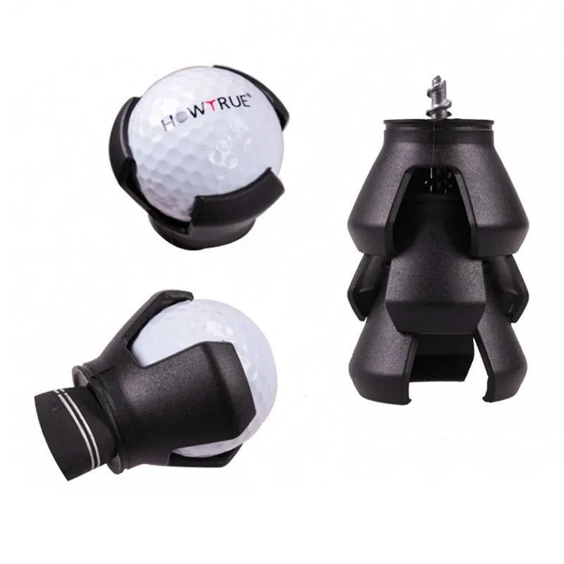 Black golf ball picking device with putter attachment and clip seat weighing 60g