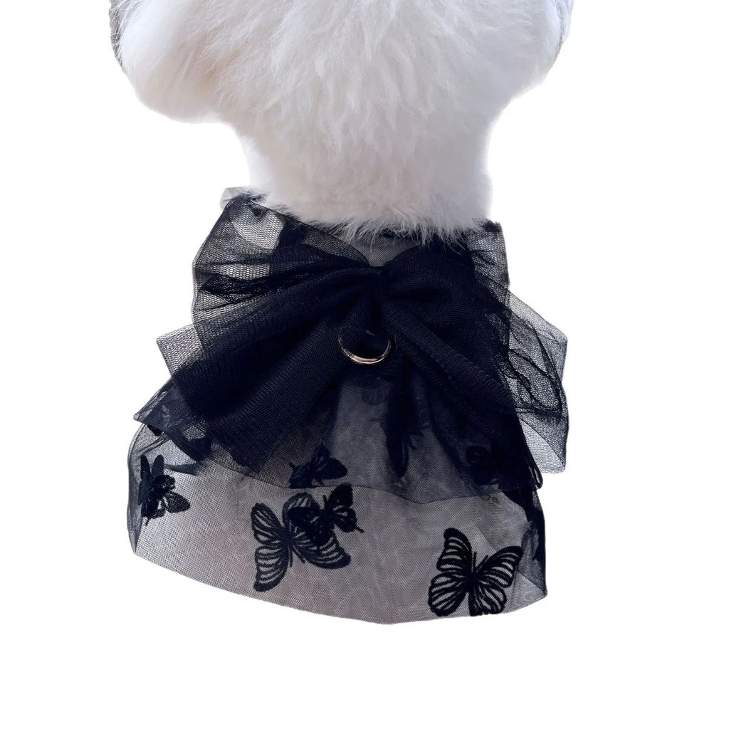 Black gauze princess tulle skirt for small dog or cat on mannequin