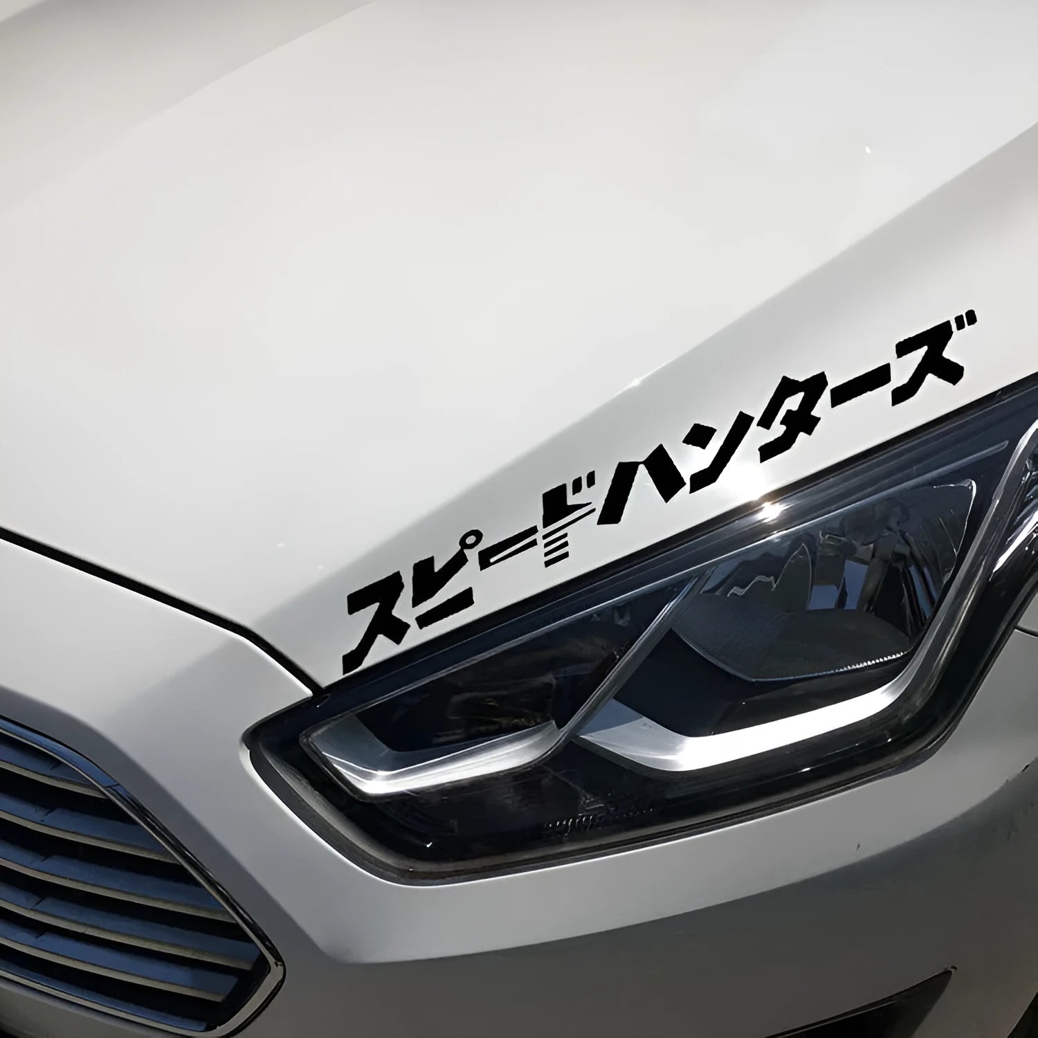 Reflective Japanese car sticker measuring 35x35cm in black or white colour options