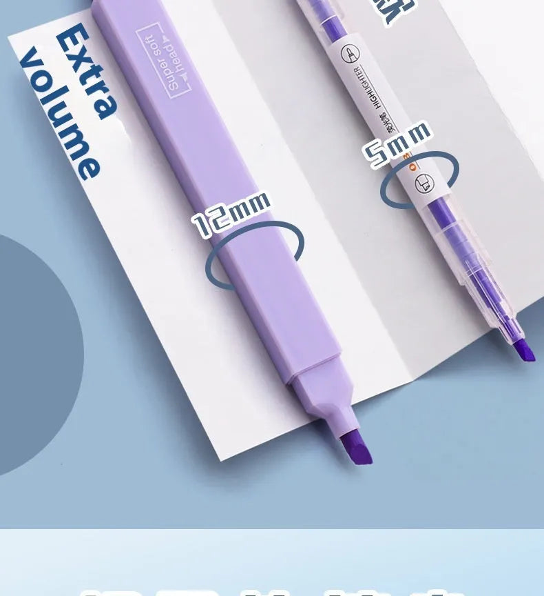 Double-headed fluorescent marking pens showing two different ink colours per pen