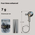 50-piece enhanced strength fishing jig hooks with lead-headed design in primary colours