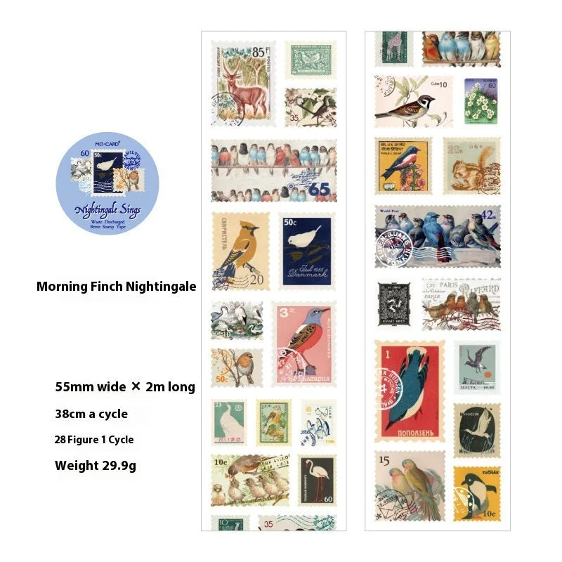 Roll of coated paper stamp stickers for journal decoration, showing butterfly design pattern.