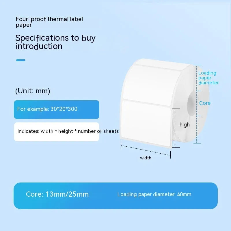 Roll of white 40x40mm four-proof thermosensitive adhesive label paper for thermal printing