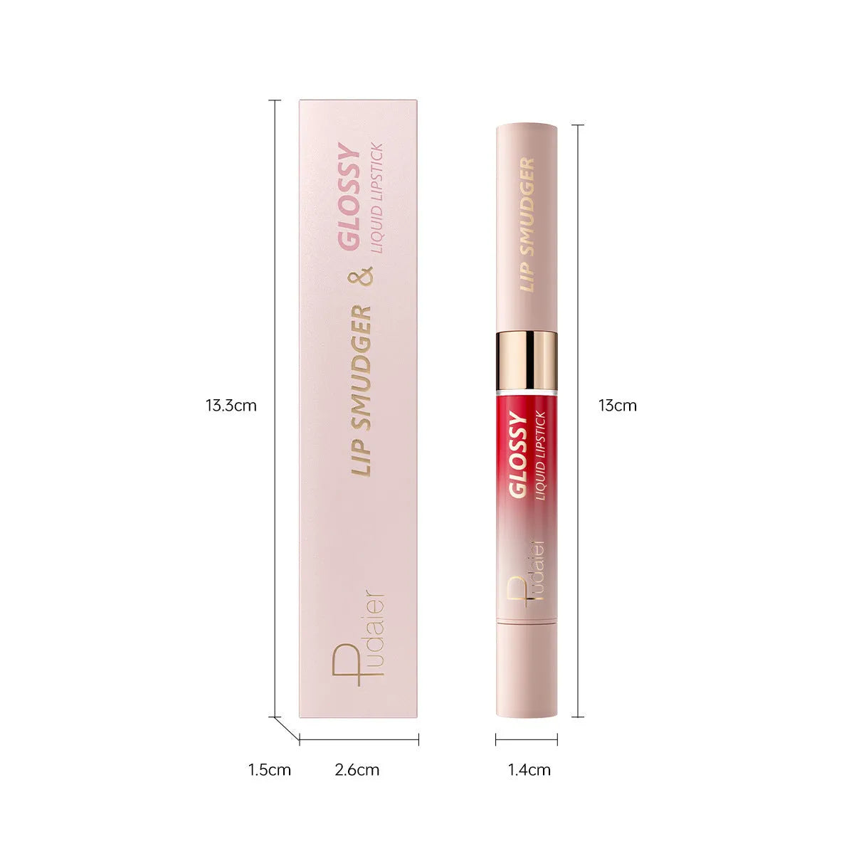 Double-headed lipstick and lip gloss in matte finish showing 10 colour options numbered 01 to 10