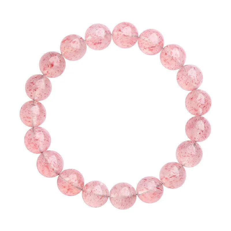Natural white water strawberry quartz crystal bracelet with 10-10.8mm geometric beads.