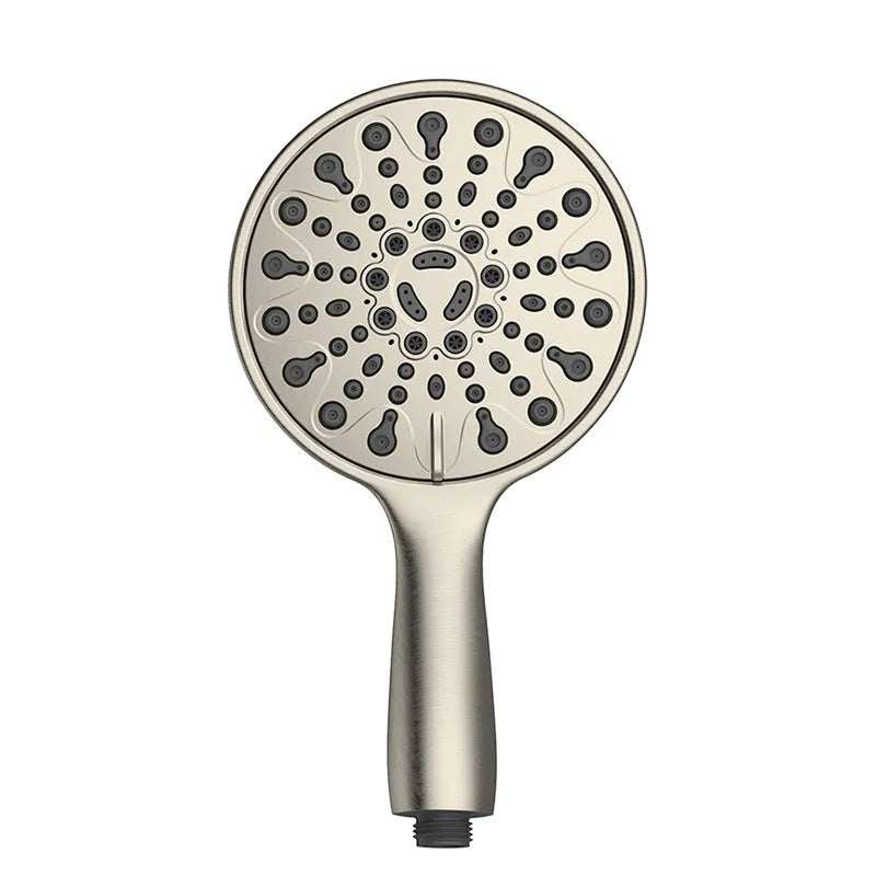 Six-function handheld shower head with 6-inch face and electroplated finish
