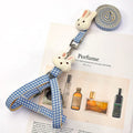 Nylon small dog harness and leash set with quick release buckle in blue khaki orange pink red sizes S and M