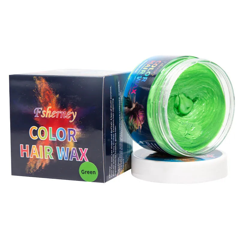 120g hair styling clay container showing colour options including blue, green, orange, purple, red, and grey