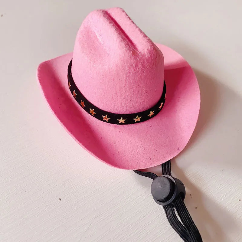 British-style cowboy hat for cats in non woven fabric with decorative band options