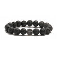 Geometric agate bracelet in volcanic rock colour with stainless steel finish, 10mm beads