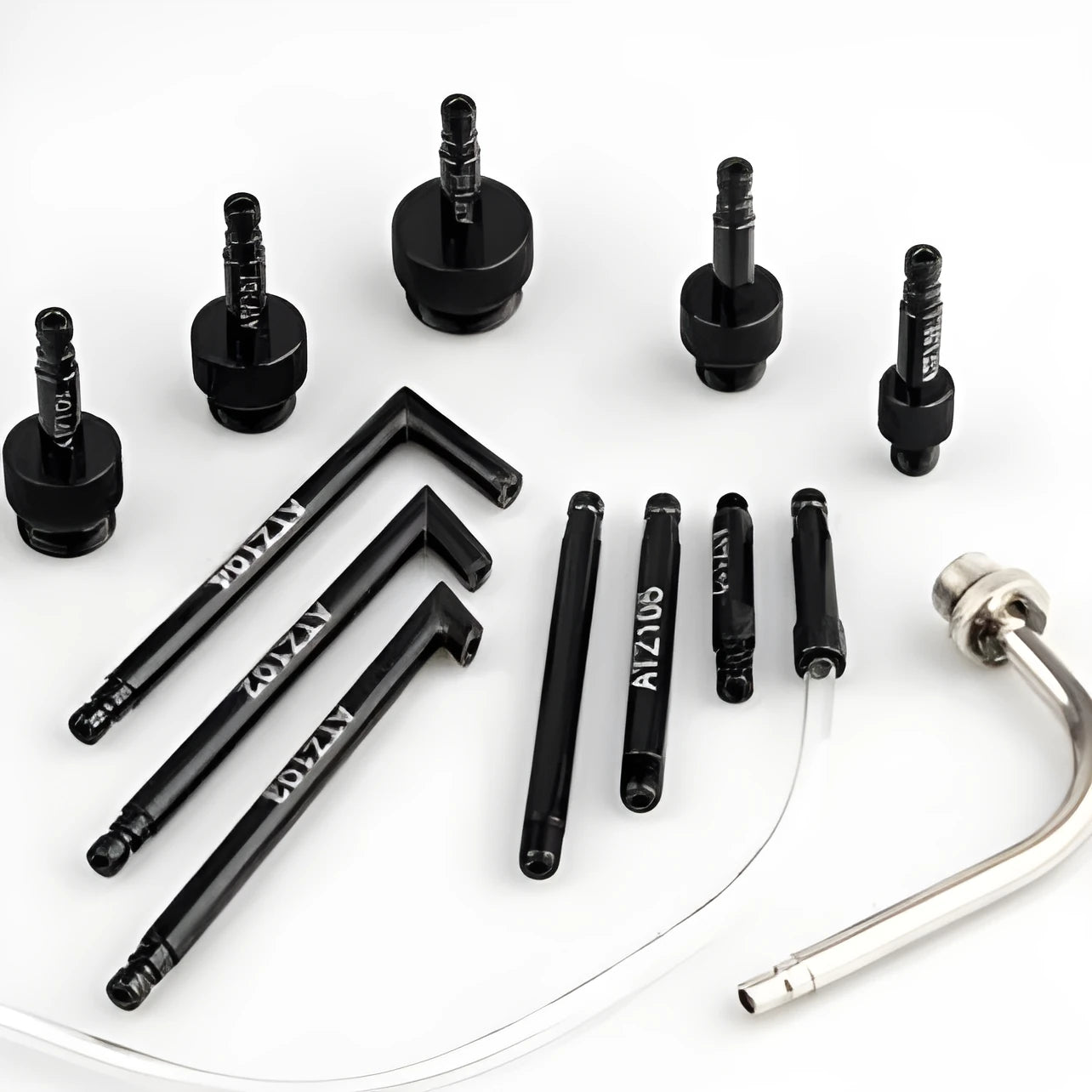 Thirteen-piece automatic transmission oil refuelling machine and pumping tool connector kit with transmission injector tool