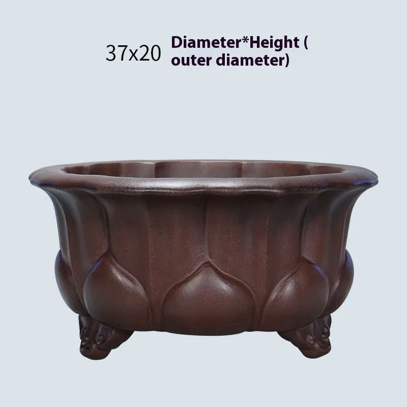 Purple sand ceramic succulent flower pot petal basin design 37x37x20cm classical Chinese style