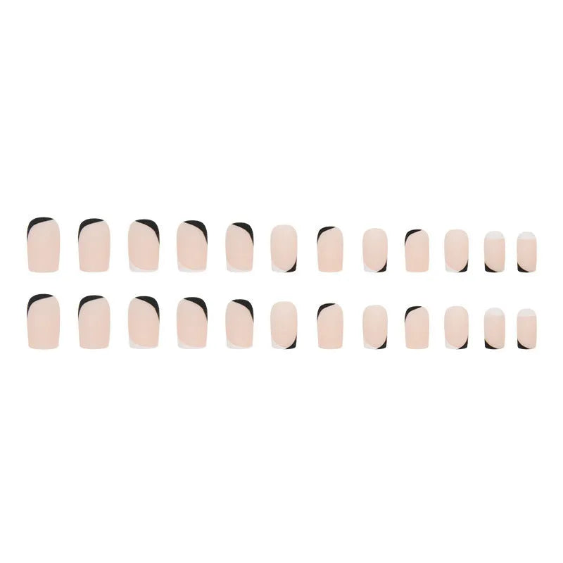 Black and white frosted matte artificial nails with Mandarin duck colour design