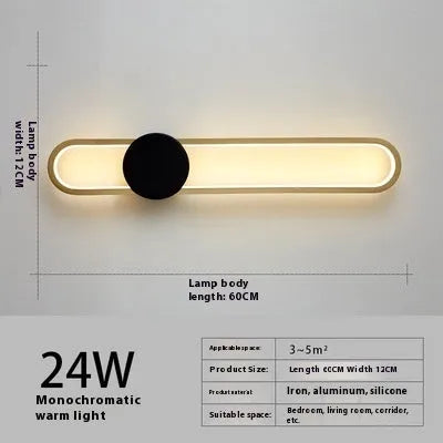Round 60cm iron wall lamp in minimalist design with warm LED light