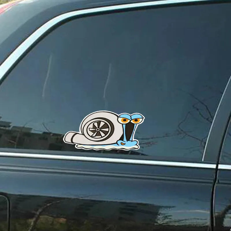 Reflective car sticker with cartoon snail design measuring 12x8cm for bumper application