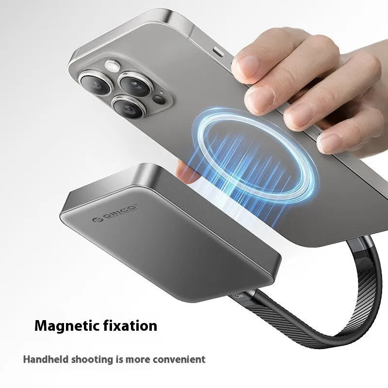 Grey aluminium alloy magnetic mobile SSD with ultra-thin 80x60x11.2mm dimensions