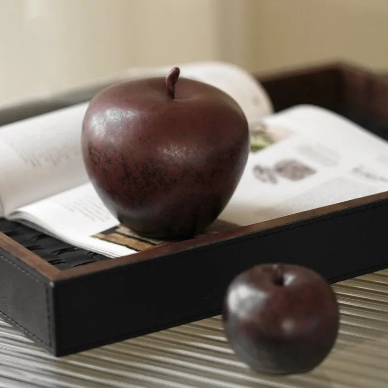 Ceramic apple desktop ornament with retro Chinese simulation design in large and small size options