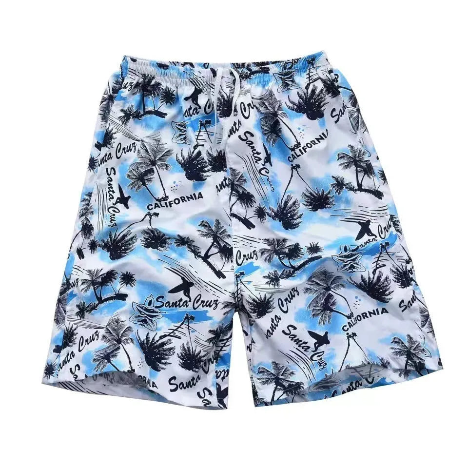 Men's floral printed swimming trunks in free size with polyester fabric construction