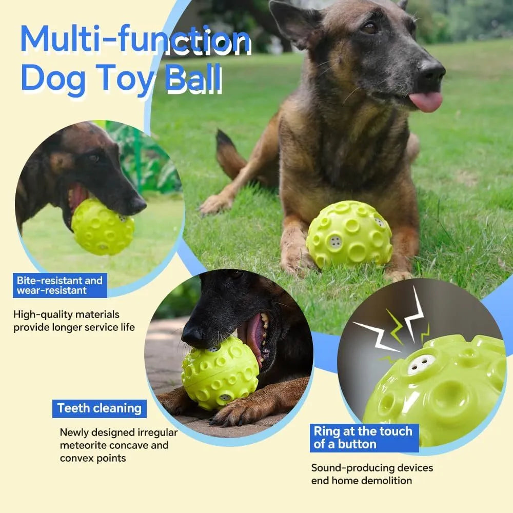 Coloured natural rubber dog toy ball with a bumpy texture for aggressive chewers and teeth cleaning