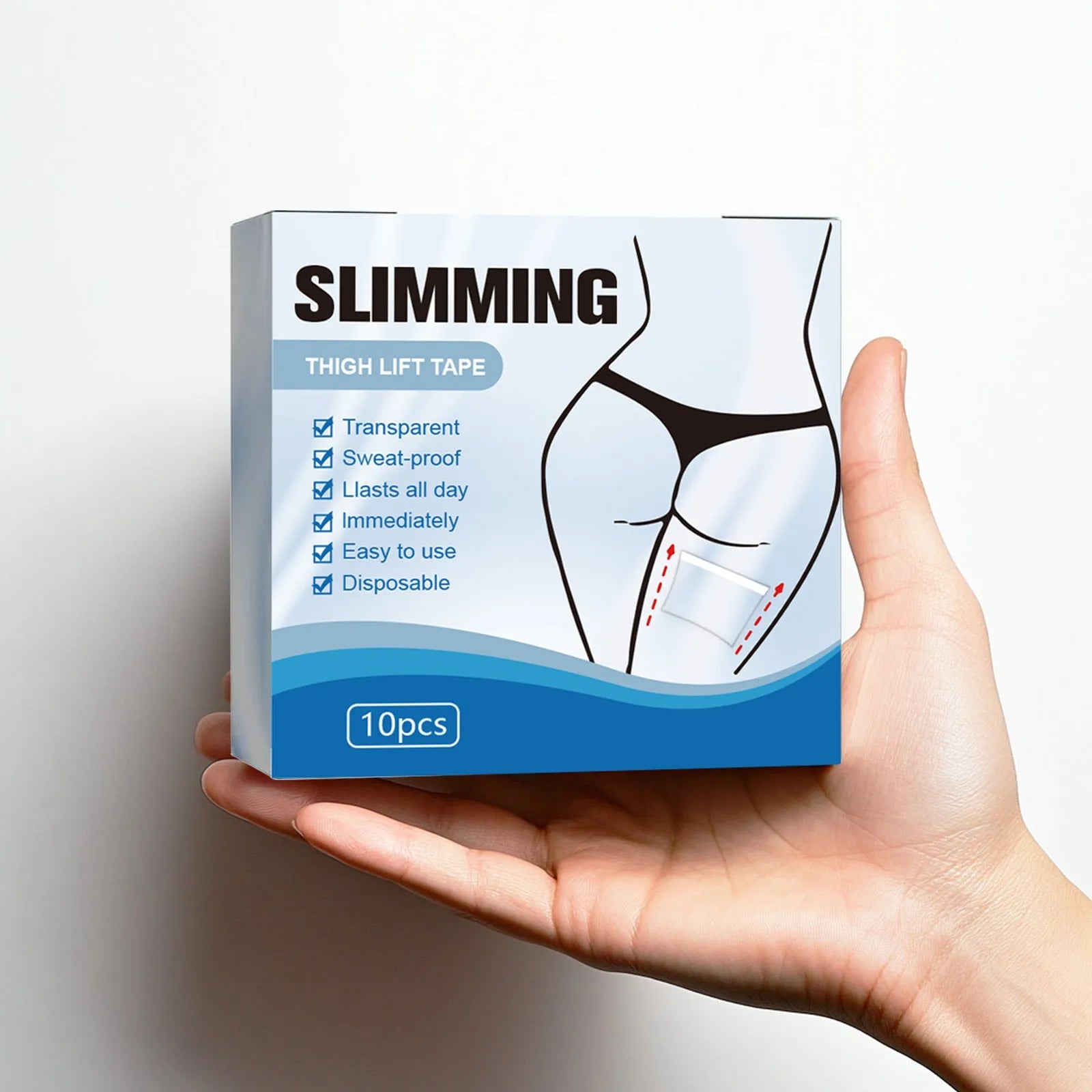 Box of 10 adhesive body shaping patches, each patch 12cm by 12cm