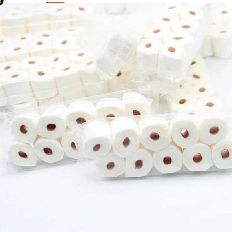 Miniature paper simulated toilet roll model for childrens toys, measuring 30mm by 15mm by 80mm.