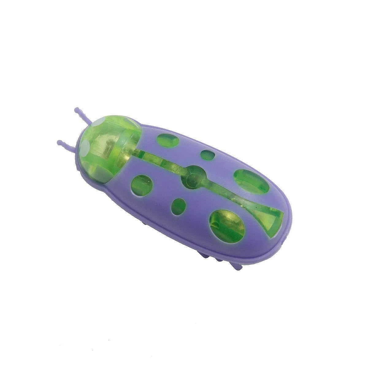 Electric worm-shaped cat teaser toy with jumping insect motion in red and black ladybug style