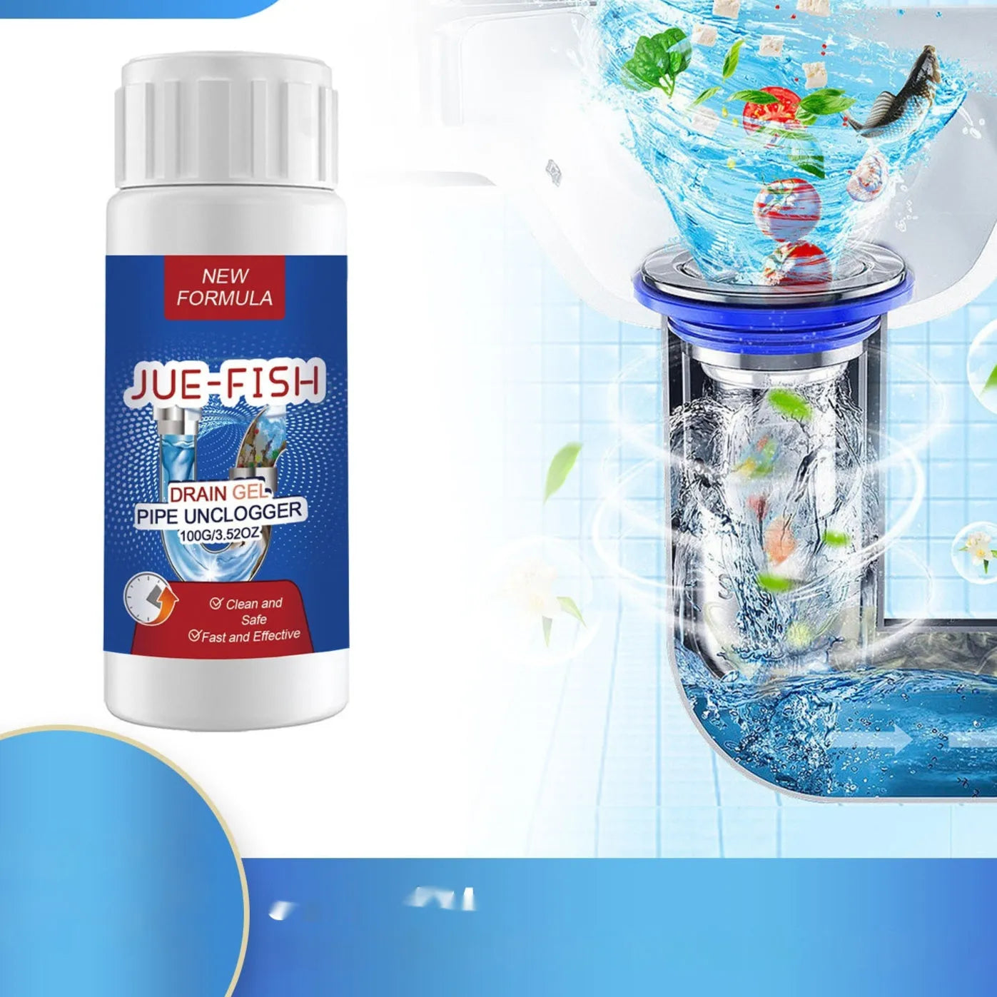 Pipe dredge agent 100g cleaning gel in 11cm container for sewer and toilet pipe maintenance