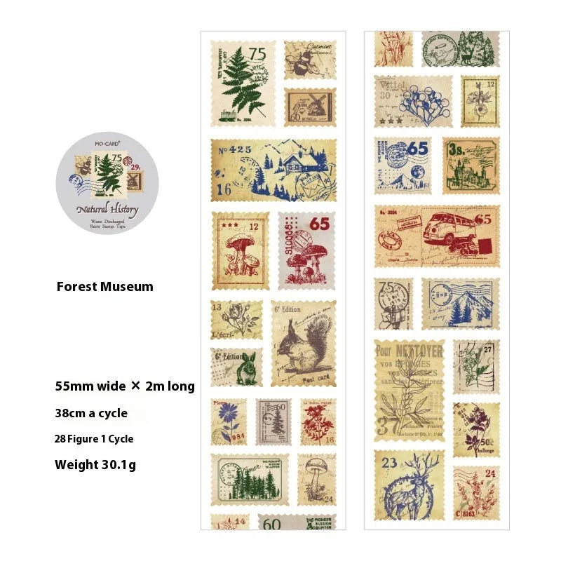 Roll of coated paper stamp stickers for journal decoration, showing butterfly design pattern.
