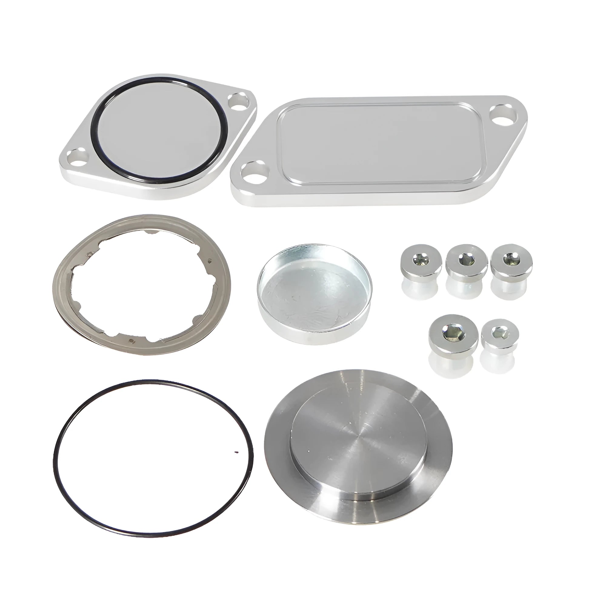 Silver aluminium alloy valve cover for automotive cooler EGR systems.