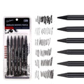 Set of six wood-free graphite sketching pencils showing HB, 2B, 4B, 6B, 8B and EE grades